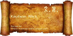 Kaufman Márk névjegykártya